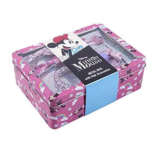 CERDÁ LIFE'S LITTLE MOMENTS- Caja Metalica con Accesorios para el Pelo Brillantes de Minnie Mouse - Licencia Oficial Disney, Color Rosa (2500001909)