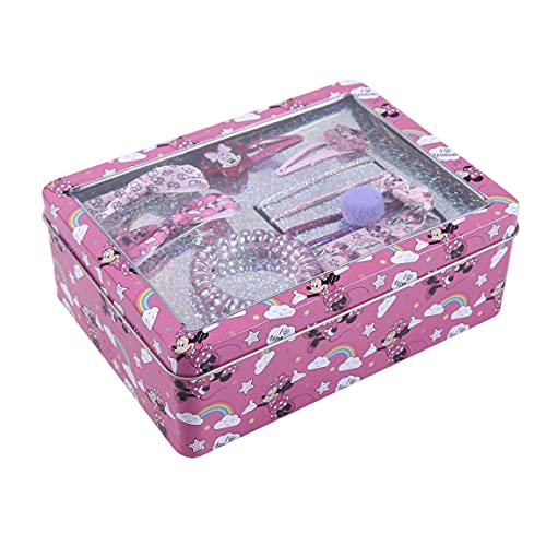 CERDÁ LIFE'S LITTLE MOMENTS- Caja Metalica con Accesorios para el Pelo Brillantes de Minnie Mouse - Licencia Oficial Disney, Color Rosa (2500001909)