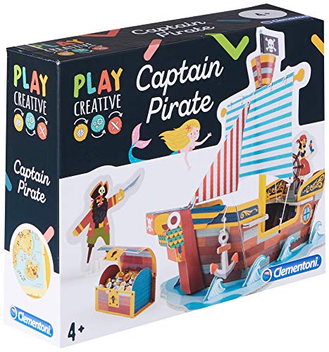 Clementoni-18553 - Crea tu Barco Pirata - juego creativo a partir de 4 años