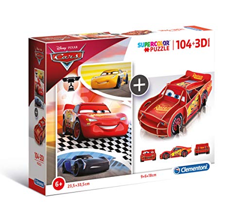 Clementoni-20160 The Movie Puzzle 104 Piezas +Modelo 3D Cars, Multicolor (20160.0)