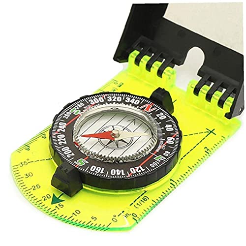 COMPASS Escala Mapa Ruler Mirror Compass con Flip Multifuncional para caminatas al aire libre Herramienta de guía de supervivencia Camping Negro conveniente