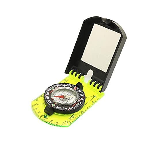 COMPASS Escala Mapa Ruler Mirror Compass con Flip Multifuncional para caminatas al aire libre Herramienta de guía de supervivencia Camping Negro conveniente