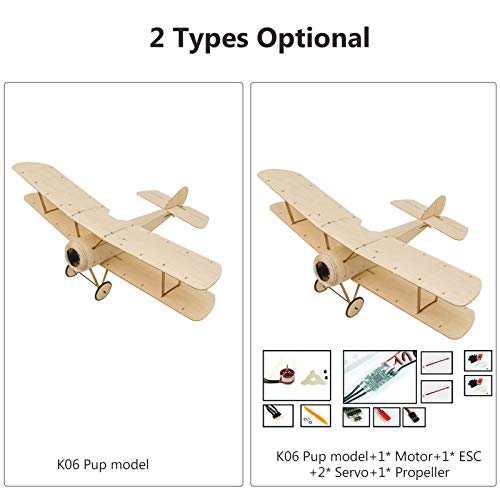 conpoir DWH K06 Sopwith Pup RC Avión Balsa Madera Avión 378mm Envergadura Juguetes de Vuelo al Aire Libre para niños Niños DIY Modelo de ensamblaje Versión Kit