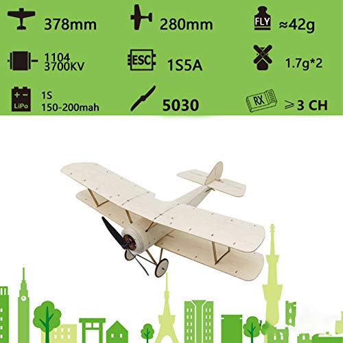 conpoir DWH K06 Sopwith Pup RC Avión Balsa Madera Avión 378mm Envergadura Juguetes de Vuelo al Aire Libre para niños Niños DIY Modelo de ensamblaje Versión Kit