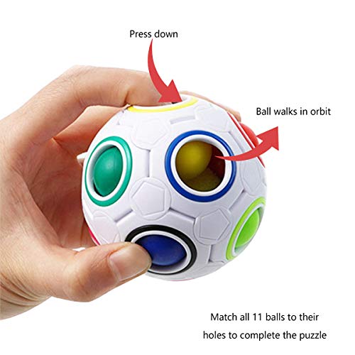 Coolzon Magic Rainbow Ball 3D Puzzle Cube, 2 Pack Bola mágica del Arco Iris Regalo de Juguete Educativo para Niños, Blanco + Azul