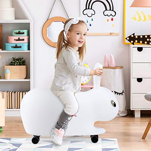 COSTWAY Bicicleta Scooter sin Pedales Forma de Conejo Bicicleta de Equilibrio para Niños con Música y Luces Coloreadas Juguetes para Niños