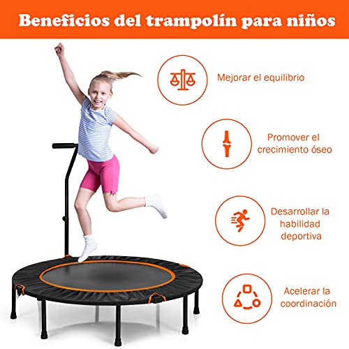 COSTWAY Mini Trampolín de φ120 cm Cama Elástica Fitness Trampolín Plegable para Exterior Interior (Naranja)