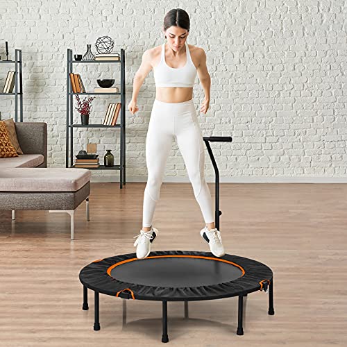 COSTWAY Mini Trampolín de φ120 cm Cama Elástica Fitness Trampolín Plegable para Exterior Interior (Naranja)