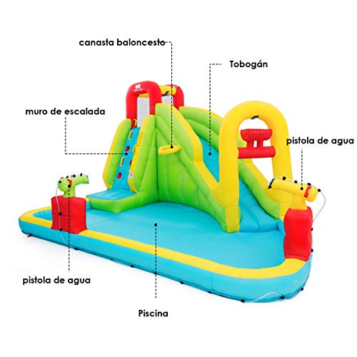 COSTWAY Parque Acuático Centro Juegos Hinchable con Tobogán 400x335x230cm Piscina para Niños Sin Soplador