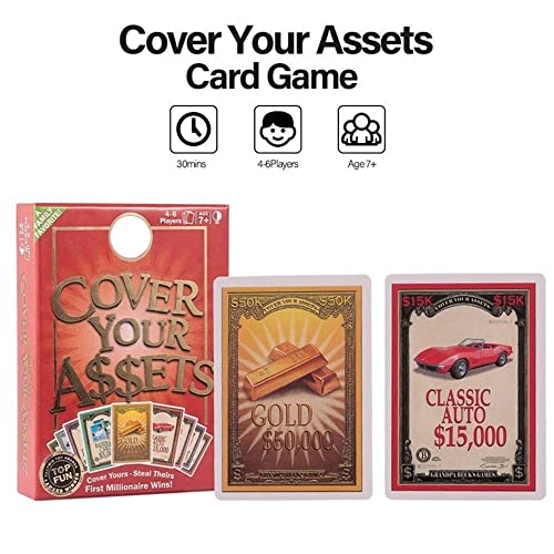 Cover Your Assets Cubra Sus Activos Juego de Cartas Divertido Juego de Colección Fiestas para Toda la Familia para 4-6 Jugadores de 7 Años o más Niños Adolescentes y Adultos