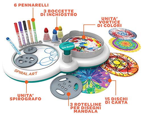 CRAYOLA Súper Set Gira y CREA, para Crear mándalas y torbellinos de Color, Ideal para Juego y Regalo, a Partir de 6 años, Multicolor (74-7324-E-000)