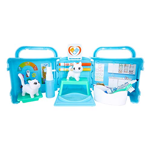 CRAYOLA Washimals Pets Vet Playset, colorea y CREA Juego Que se pliega en una Funda de Transporte, Incluye bolígrafos Lavables y Figuras de Perro y Gato, Multicolor (74726)