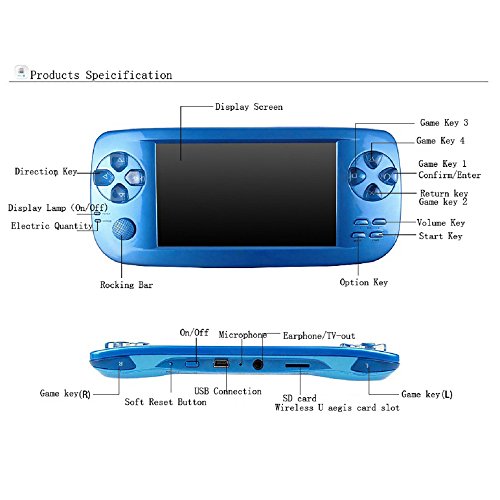 CXYP Consola de Juegos Portátil, 3000 Juegos Retro 4.3 Pulgadas 16 GB Consolas de Videojuegos Portátiles con Cámara Nueva Versión