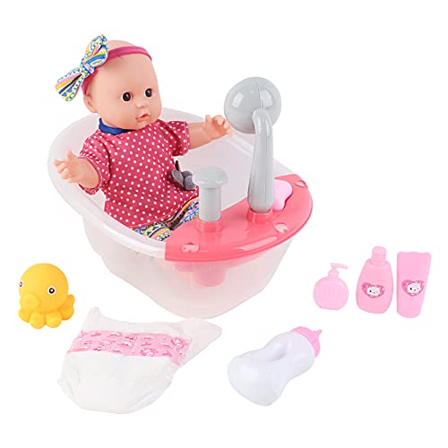 deAO Muñeca Bebé Juego de Baño Incluye Bañera con Funciones de Agua y Accesorios Incluidos