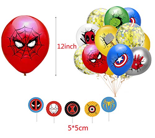 Decoracion Cumpleaños Superheroes Globos de Superheroes Globos de Látex Marvel Feliz Cumpleaños del Pancarta Superhéroes Cake Toppers Adornos de Pastel Superheroes