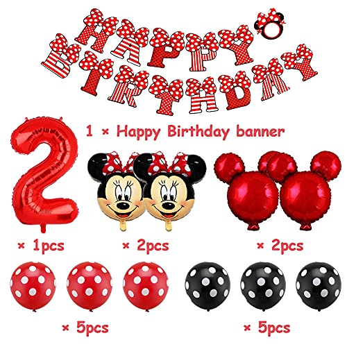 Decoraciones de Cumpleaños de Mickey, BESTZY Globos número para la Fiesta Temática de Mickey Artículos de Fiesta de Mickey y Minnie para Segundo Cumpleaños