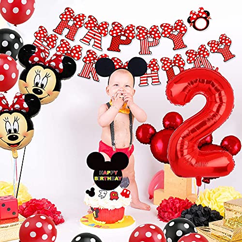 Decoraciones de Cumpleaños de Mickey, BESTZY Globos número para la Fiesta Temática de Mickey Artículos de Fiesta de Mickey y Minnie para Segundo Cumpleaños