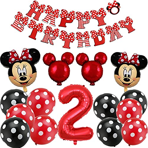 Decoraciones de Cumpleaños de Mickey, BESTZY Globos número para la Fiesta Temática de Mickey Artículos de Fiesta de Mickey y Minnie para Segundo Cumpleaños