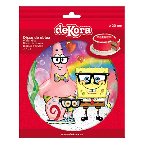 Dekora- Decoracion Tartas de Cumpleaños Infantiles en Disco de Oblea de Bob Esponja-20 cm, Multicolor (160160)