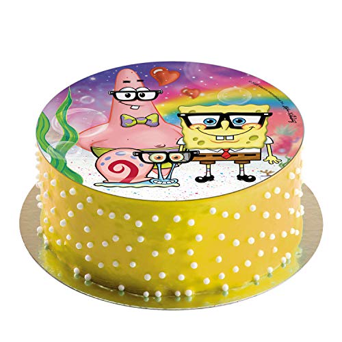 Dekora- Decoracion Tartas de Cumpleaños Infantiles en Disco de Oblea de Bob Esponja-20 cm, Multicolor (160160)