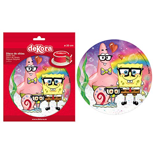 Dekora- Decoracion Tartas de Cumpleaños Infantiles en Disco de Oblea de Bob Esponja-20 cm, Multicolor (160160)