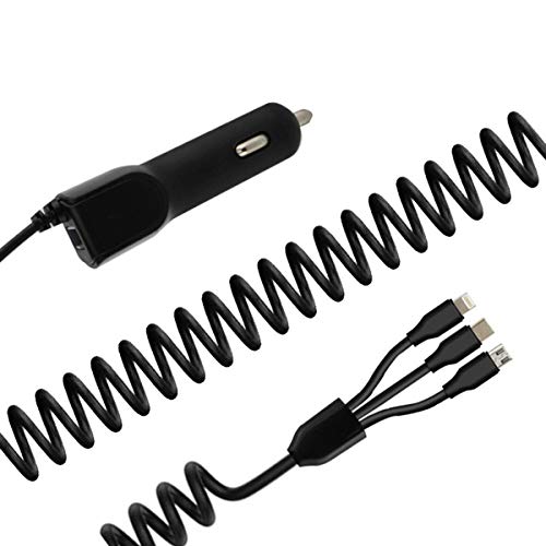 Dibiao Cargador rápido del coche w/3 en 1 cable de carga USB del divisor para el micro USB teléfonos androide Tipo-C