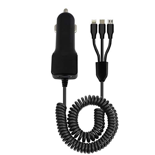 Dibiao Cargador rápido del coche w/3 en 1 cable de carga USB del divisor para el micro USB teléfonos androide Tipo-C