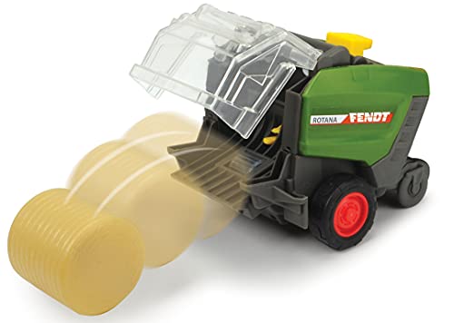 Dickie Toys ABC Fendt Diorama-Juego de Tractor, exprimidor Bolas de heno, Colgante de Animales, Vaca y Caballo, con luz y Sonido, para niños a Partir de 12 Meses, Multicolor (204118002ONL)