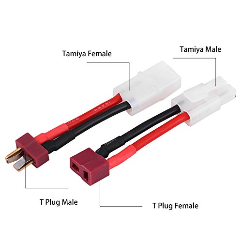 Dilwe 2Pcs T Plug Wire, 14 AWG Cable Hembra/Macho a Macho/Hembra Cable Adaptador