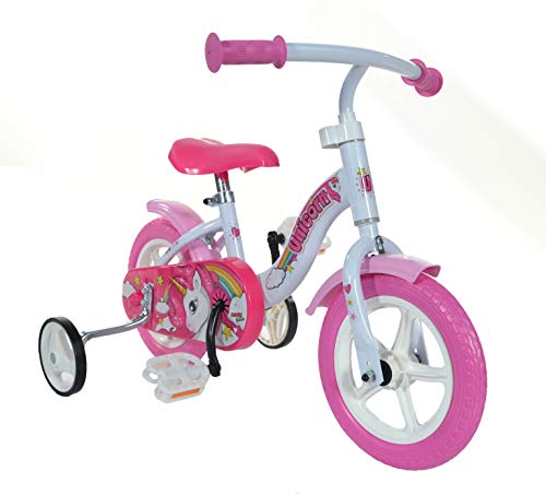 Dino Bikes 108L-UN Unicornio 10", Blanco y Rosa