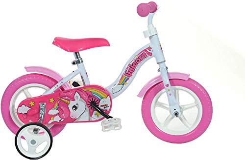 Dino Bikes 108L-UN Unicornio 10", Blanco y Rosa