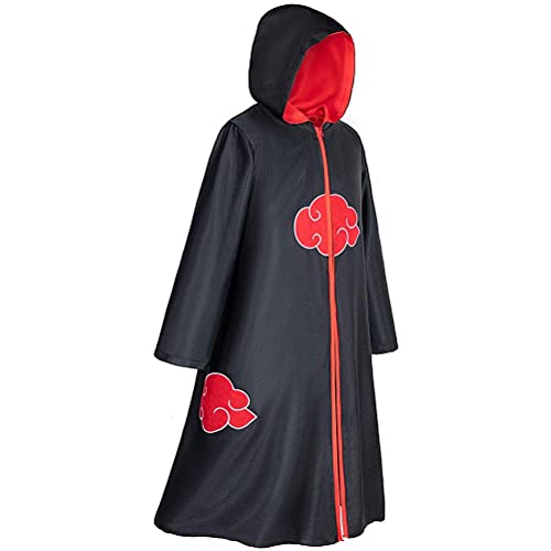 Disfraz de Itachi Uchiha Akatsuki Cosplay Naruto Capa Larga de Naruto Akatsuki Diadema de Naruto Leaf Village y Anillo de Naruto Akatsuki para fanáticos de Naruto Unisex para Halloween Carnaval