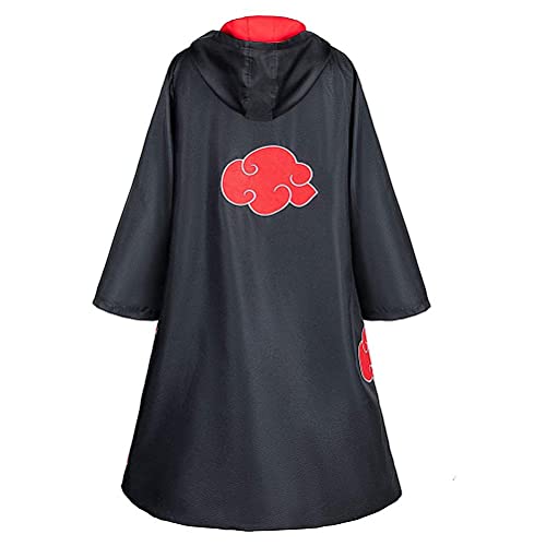 Disfraz de Itachi Uchiha Akatsuki Cosplay Naruto Capa Larga de Naruto Akatsuki Diadema de Naruto Leaf Village y Anillo de Naruto Akatsuki para fanáticos de Naruto Unisex para Halloween Carnaval