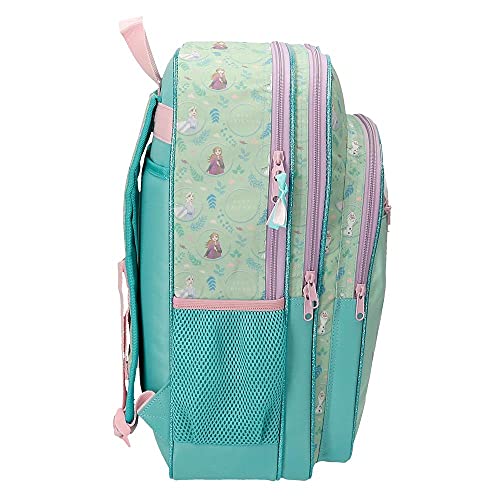 Disney Frozen Follow Your Dreams Mochila Escolar Doble Compartimento Adaptable a Carro Azul 31x42x13 cms Poliéster 16,93L