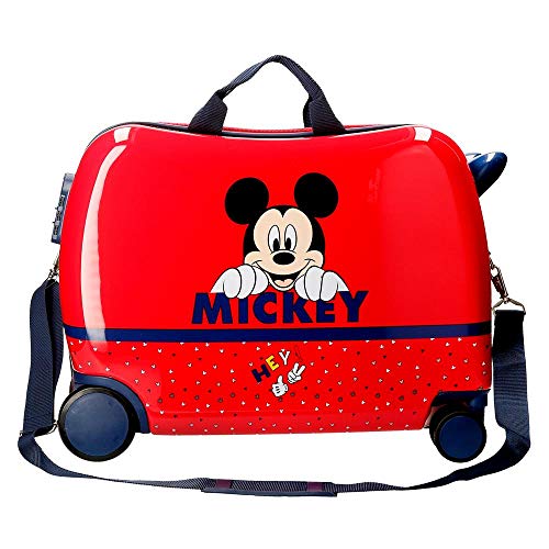 Disney Happy Mickey Maleta Infantil Rojo 50x38x20 cms Rígida ABS Cierre combinación 3,1Kgs 4 Ruedas Equipaje de Mano