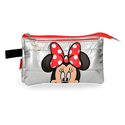 Disney Minnie My Pretty Bow Estuche Triple Gris 22x12x5 cms Poliéster