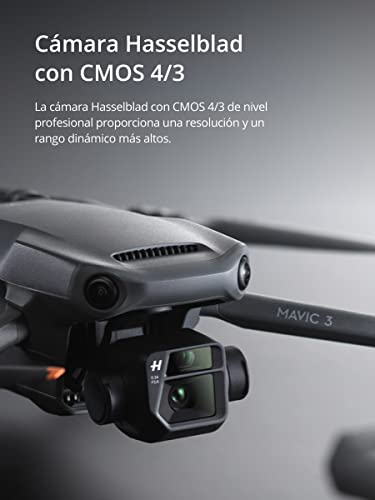 DJI Mavic 3 Fly More Combo - Dron cámara con cámara Hasselblad CMOS 4/3, vídeo 5.1K, detección de obstáculos omnidireccional, 46 min de vuelo, transm. máx. de vídeo de 15 km