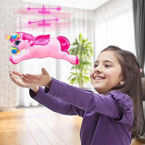 Drones con sensor de unicornio, helicóptero de control remoto para niños, juguetes voladores RC, mini dron con carga USB, inducción de suspensión controlada a mano, juguetes regalos para niños y niñas