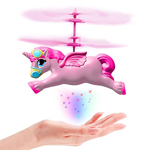 Drones con sensor de unicornio, helicóptero de control remoto para niños, juguetes voladores RC, mini dron con carga USB, inducción de suspensión controlada a mano, juguetes regalos para niños y niñas