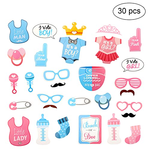 Dsaren 102 Piezas Gender Reveal Party Fiesta para Sexo del Bebe Decoracion con Banner Niño o Niña Globo Rosado Azul Confeti Photo Booth Cupcake Toppers Baby Shower