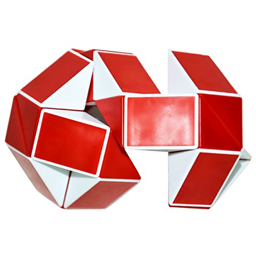 EASEHOME Serpiente Magica Rompecabezas Cubo Mágico, 24Parts Snake Speed Puzzle Cube PVC Pegatina Magic Cubes Twist Juguete Juego Educación para niños y Adultos, Blanco Rojo