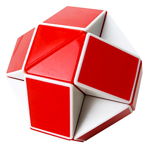 EASEHOME Serpiente Magica Rompecabezas Cubo Mágico, 24Parts Snake Speed Puzzle Cube PVC Pegatina Magic Cubes Twist Juguete Juego Educación para niños y Adultos, Blanco Rojo