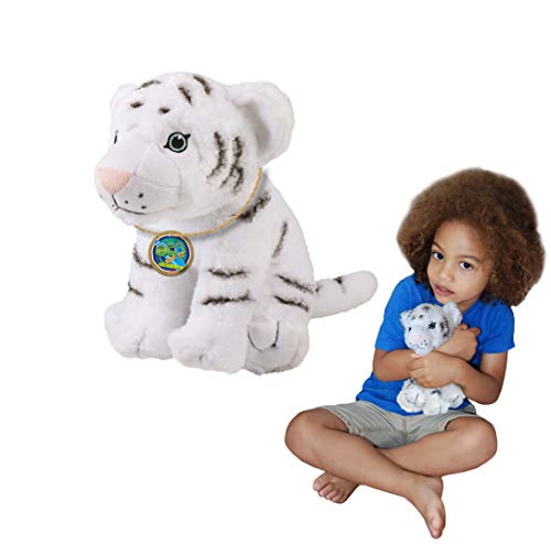 EcoBuddiez - Tigre Blanco de Deluxebase. Peluche Mediano de 20 cm elaborado con Botellas de plástico recicladas. Lindo Peluche ecológico con Forma de animalito para niños pequeños.