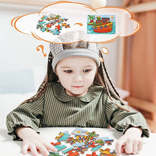 EDATOFLY 6 Pieza Puzzle 2 Años, Rompecabezas de Madera para Niños Juegos Educativos Niños 4 Años Varying Degree of Difficulty Educational Learning Tool (Tráfico)