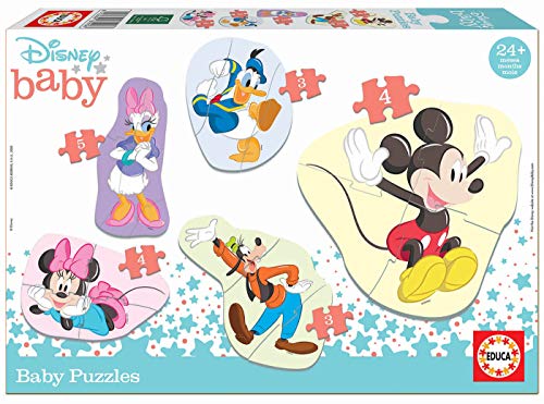 Educa - Mickey y Sus Amigos 5 Puzzles Orogresivos de 3 a 5 Piezas, Multicolor (18590)