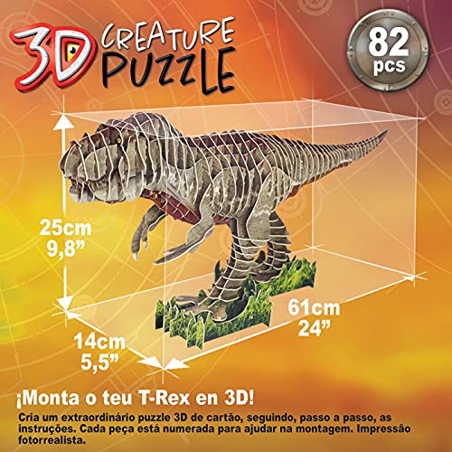 Educa T-Rex Creature Monta tu propio Dinosaurio. Puzzle 3D a partir de 5 años. 19182, multicolor