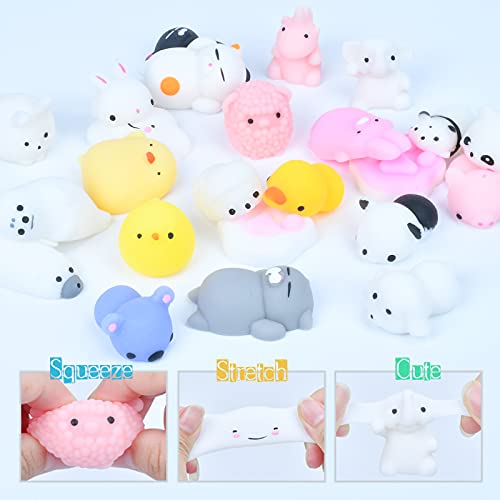 EKKONG 24Pcs Squishies, Mochi Squishy, Kawaii Squishy Juguetes, Animal Squishies, Minijuguetes Blandos Mixtos, Juguete Antiestrés para Niños Adultos