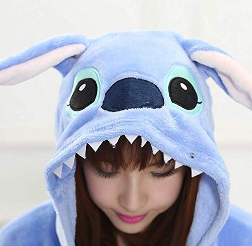 Emmarcon - Disfraz de carnaval halloween pijama cálido de animales kigurumi cosplay zoológico onesies L/altezza 170-179cm,max 100kg Stitch azzurro