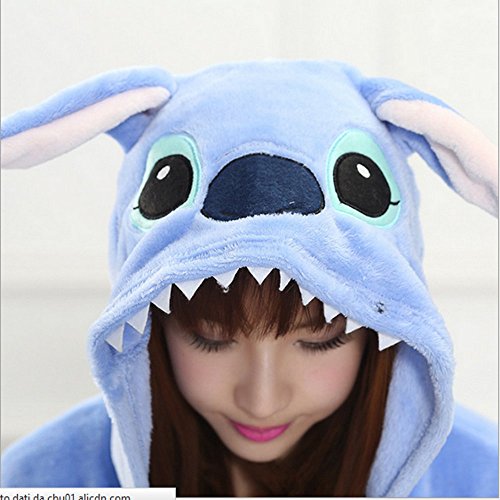 Emmarcon - Disfraz de carnaval halloween pijama cálido de animales kigurumi cosplay zoológico onesies L/altezza 170-179cm,max 100kg Stitch azzurro