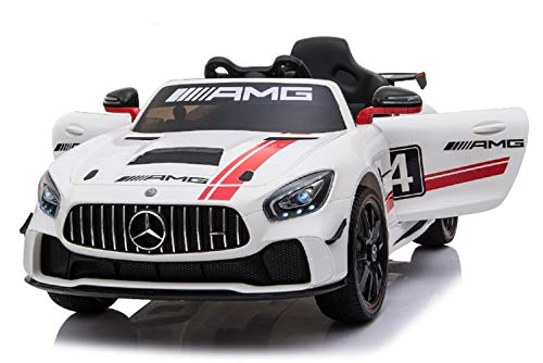 ES-TOYS Coche eléctrico niños Mercedes AMG GT4 EVA Asiento Cuero Mando Distancia